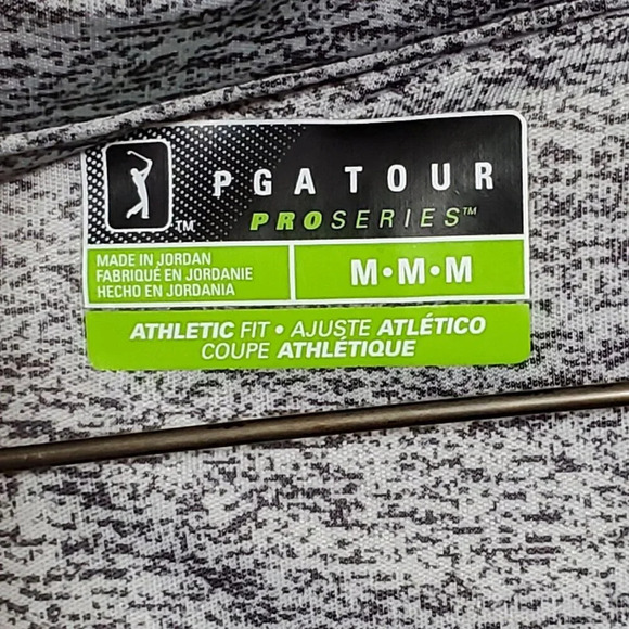 PGATour ProSeries Athletic Fit mens Polo Shirt M Gray & Yellow golf short sleeve - Picture 3 of 5